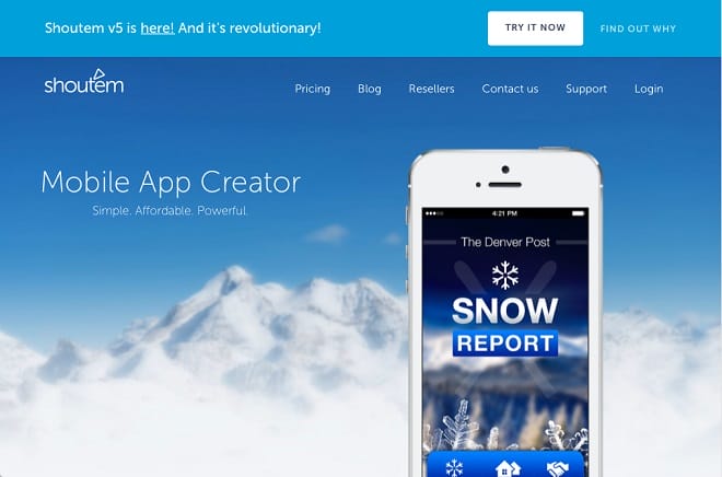Shoutem app creator screenshot